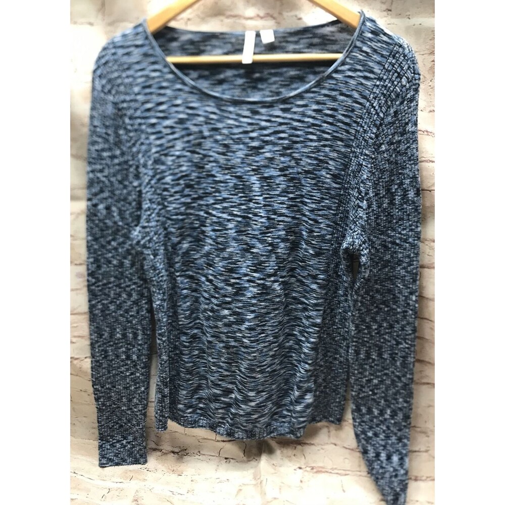Relativity Womens Sweater Size XL Ribbed Crew Neck Blue Fitted